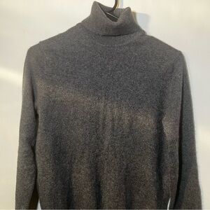 Lord & Taylor Cashmere Turtleneck Fall Sweater Gray Two-Ply Soft Knit, Size M